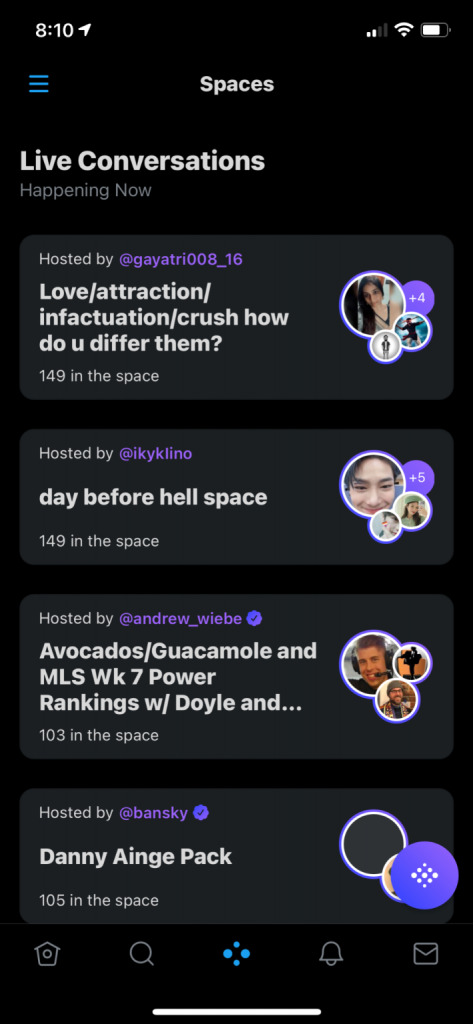 Spaces tab
