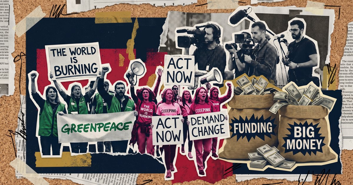 The Yes Men's partner organizations — Greenpeace, CODEPINK, Rainforest Action Network — range from leftist to radical fringe.